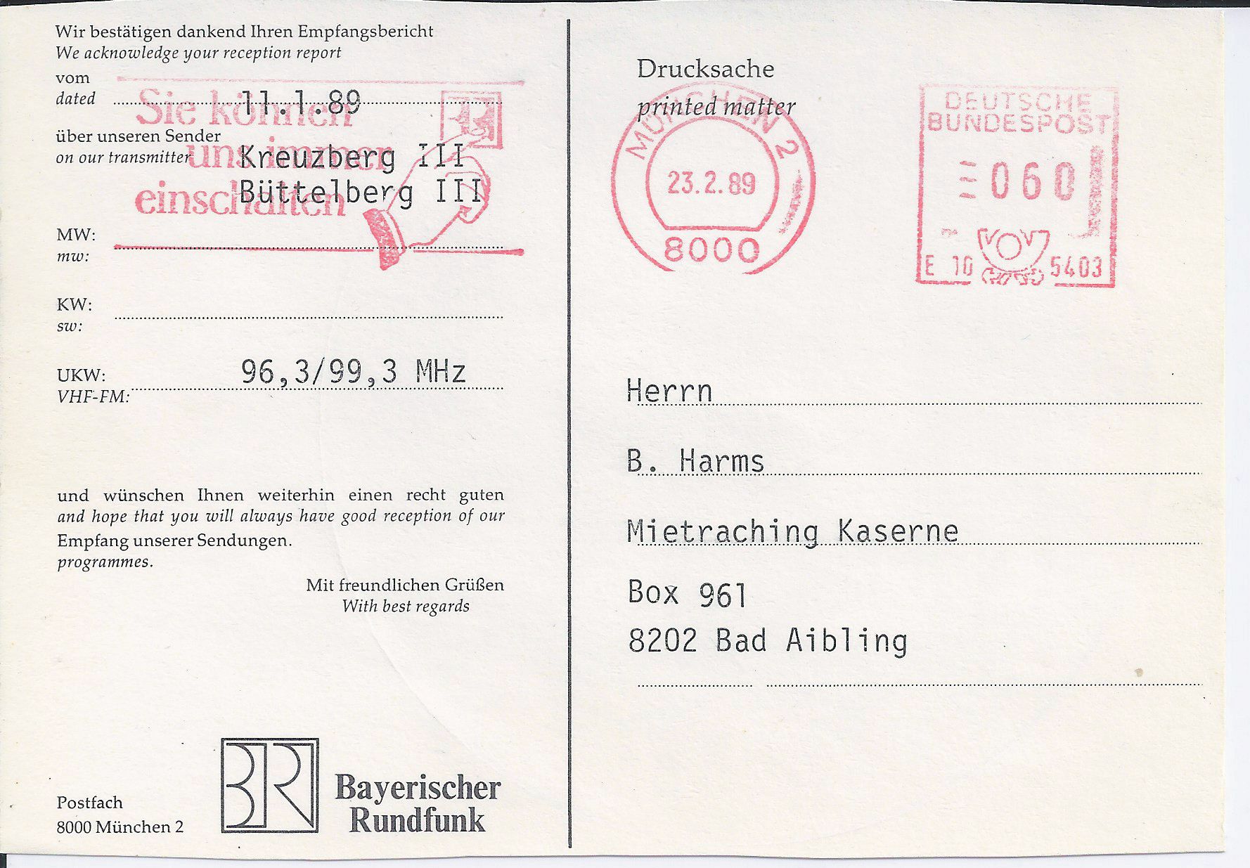 BRF 3 Kreuzberg 96.3 MHz Büttelberg 99.3 MHz